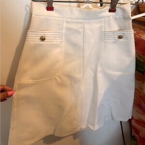 Elegant White Skirt with Gold Button Accents